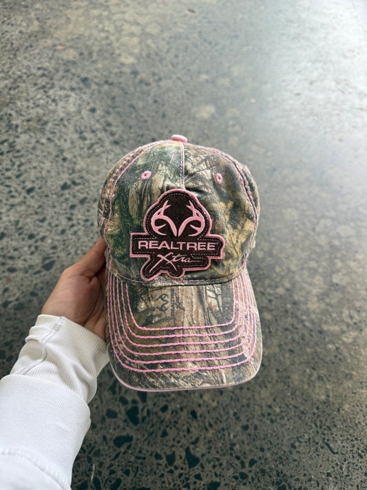 Pink Glittery Real Tree Cap
