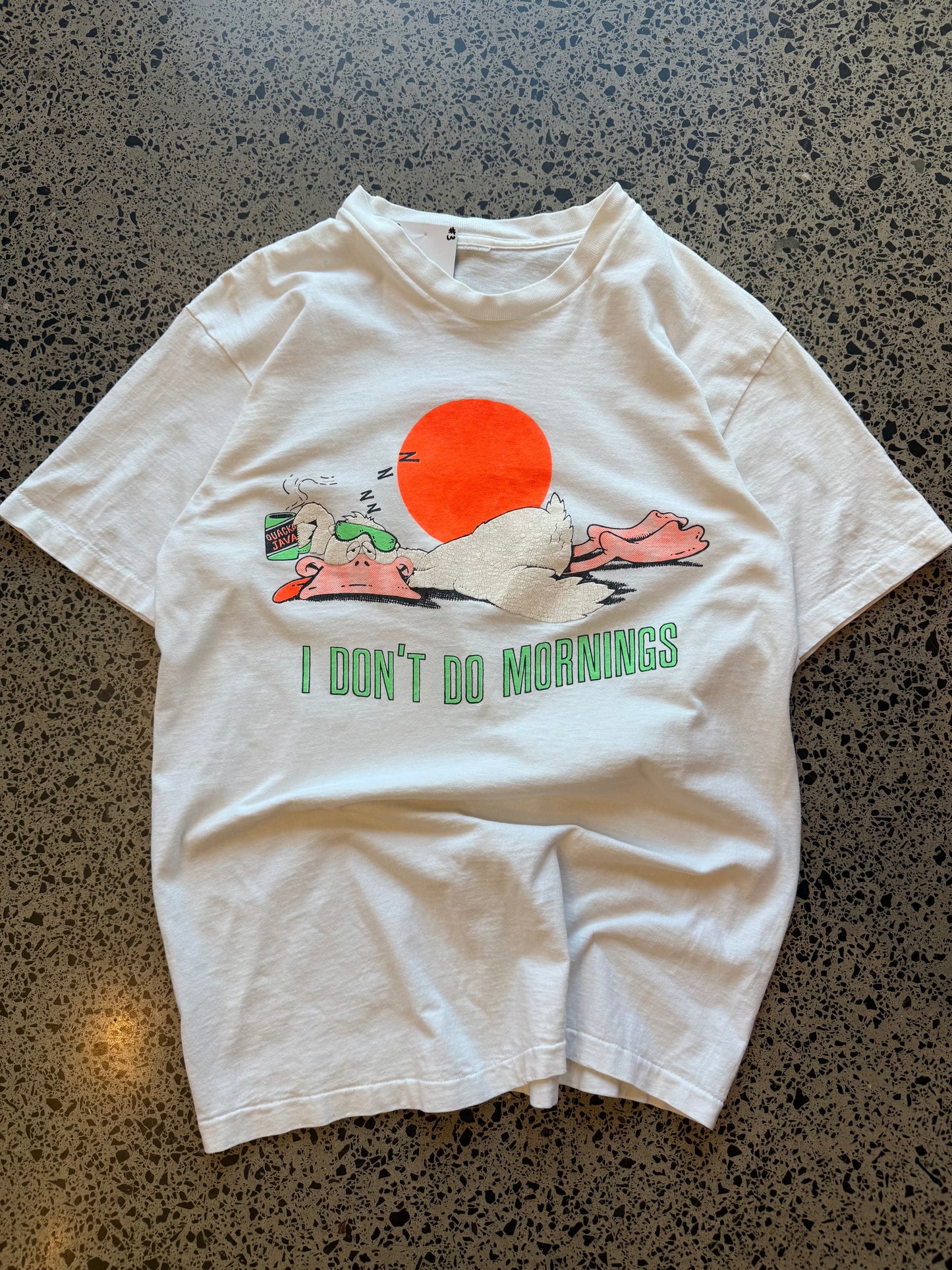 90's Java Duck "I don't do Mornings' Tee - L