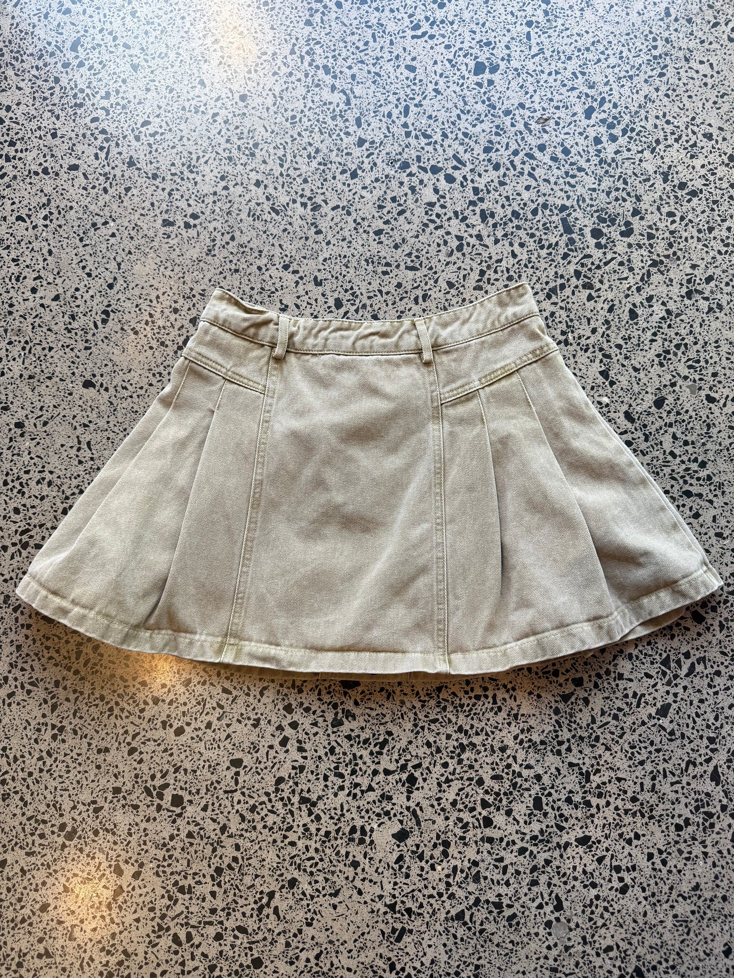 Grey/Blue Pleated Denim Mini Skirt - XS