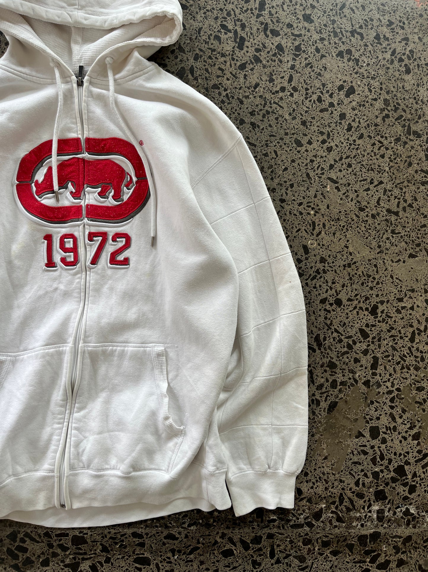 y2k Ecko Unltd White Embroidered Hoody - L