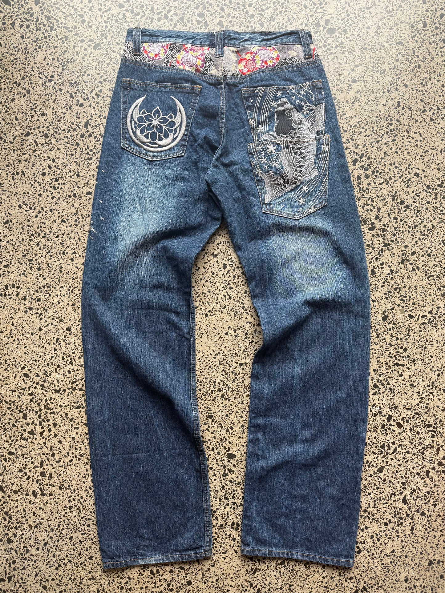 Japanese Buden Embroidered Denim Jeans - 32W x 32L