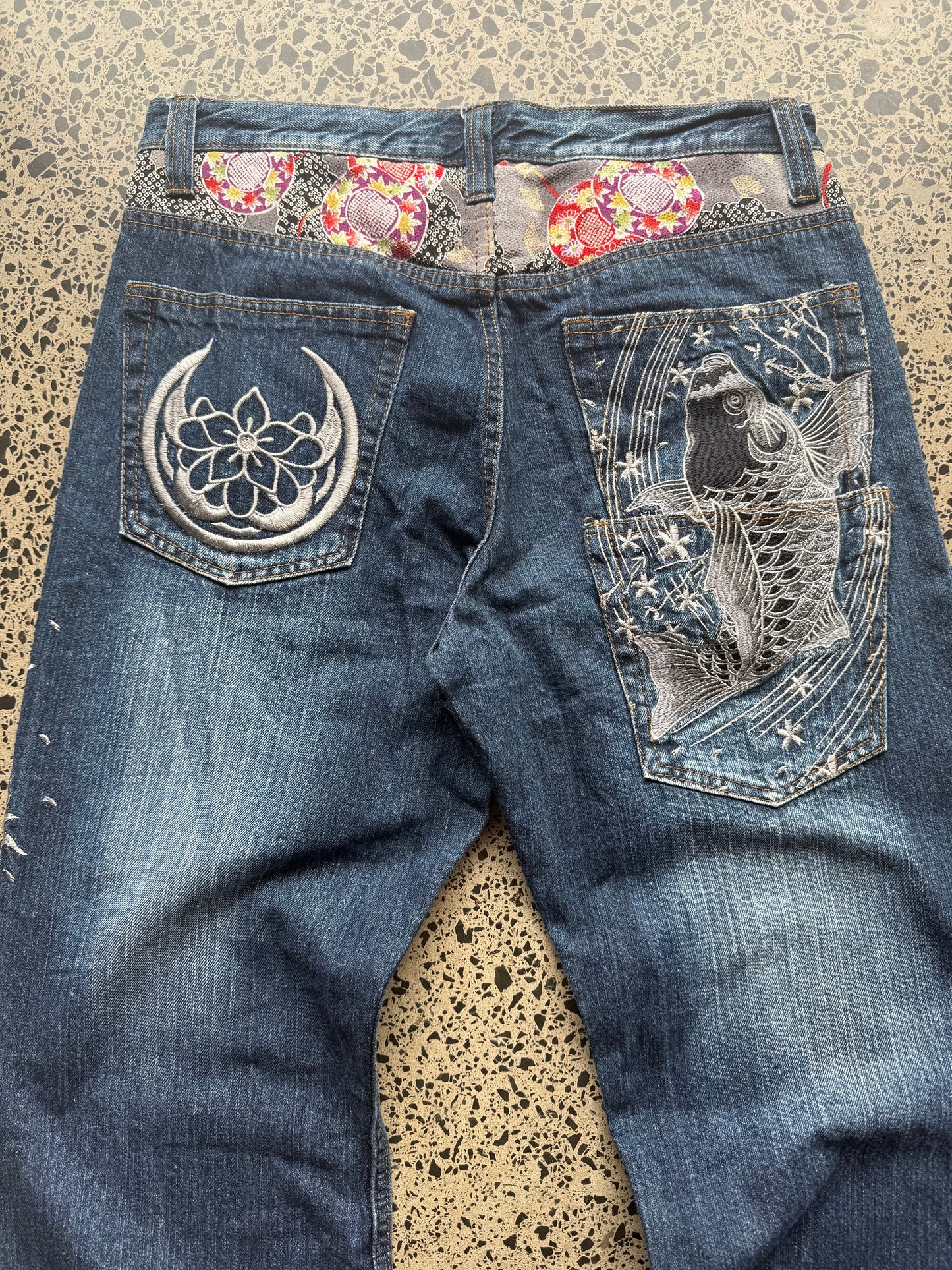 Japanese Buden Embroidered Denim Jeans - 32W x 32L