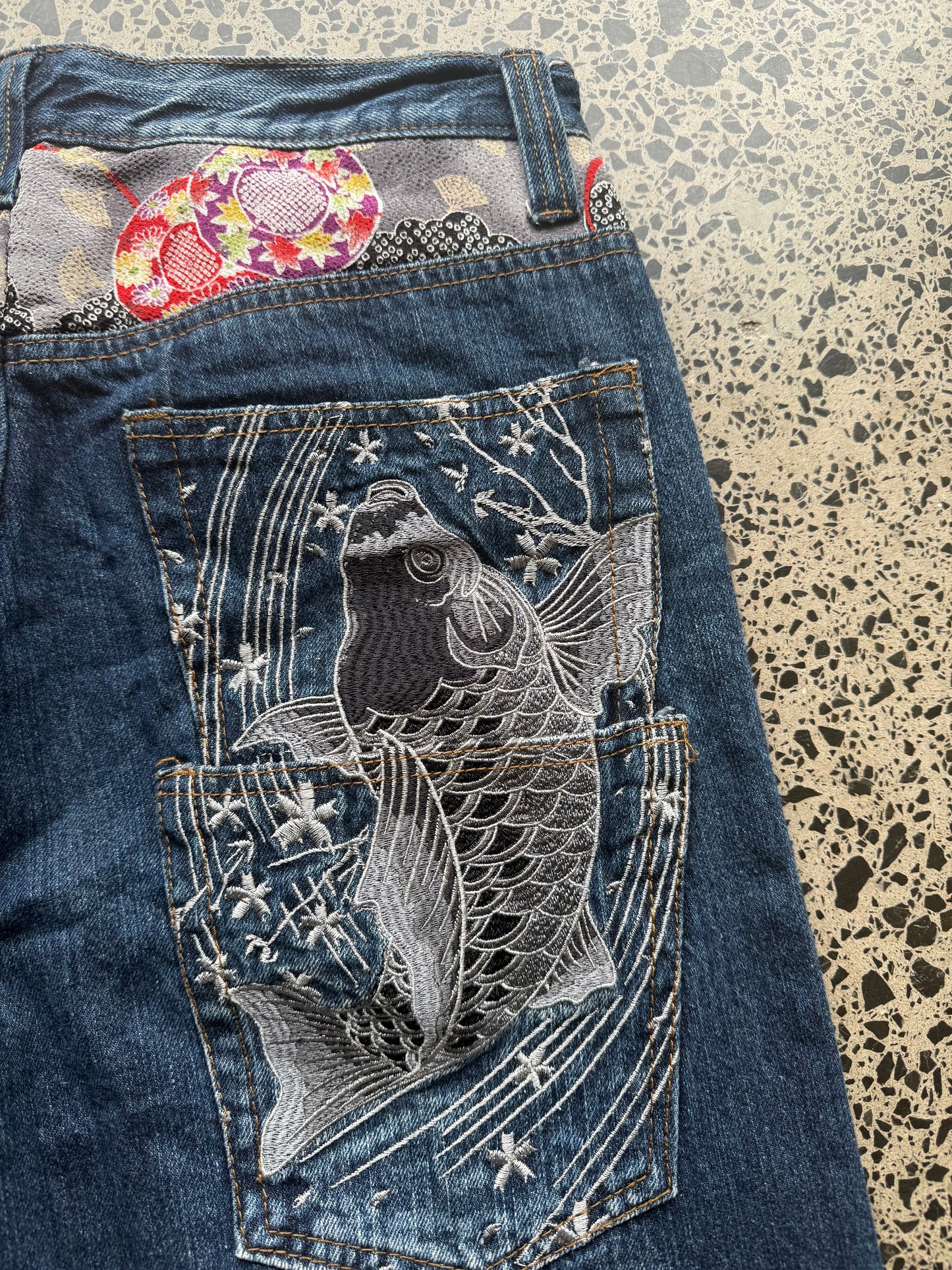 Japanese Buden Embroidered Denim Jeans - 32W x 32L