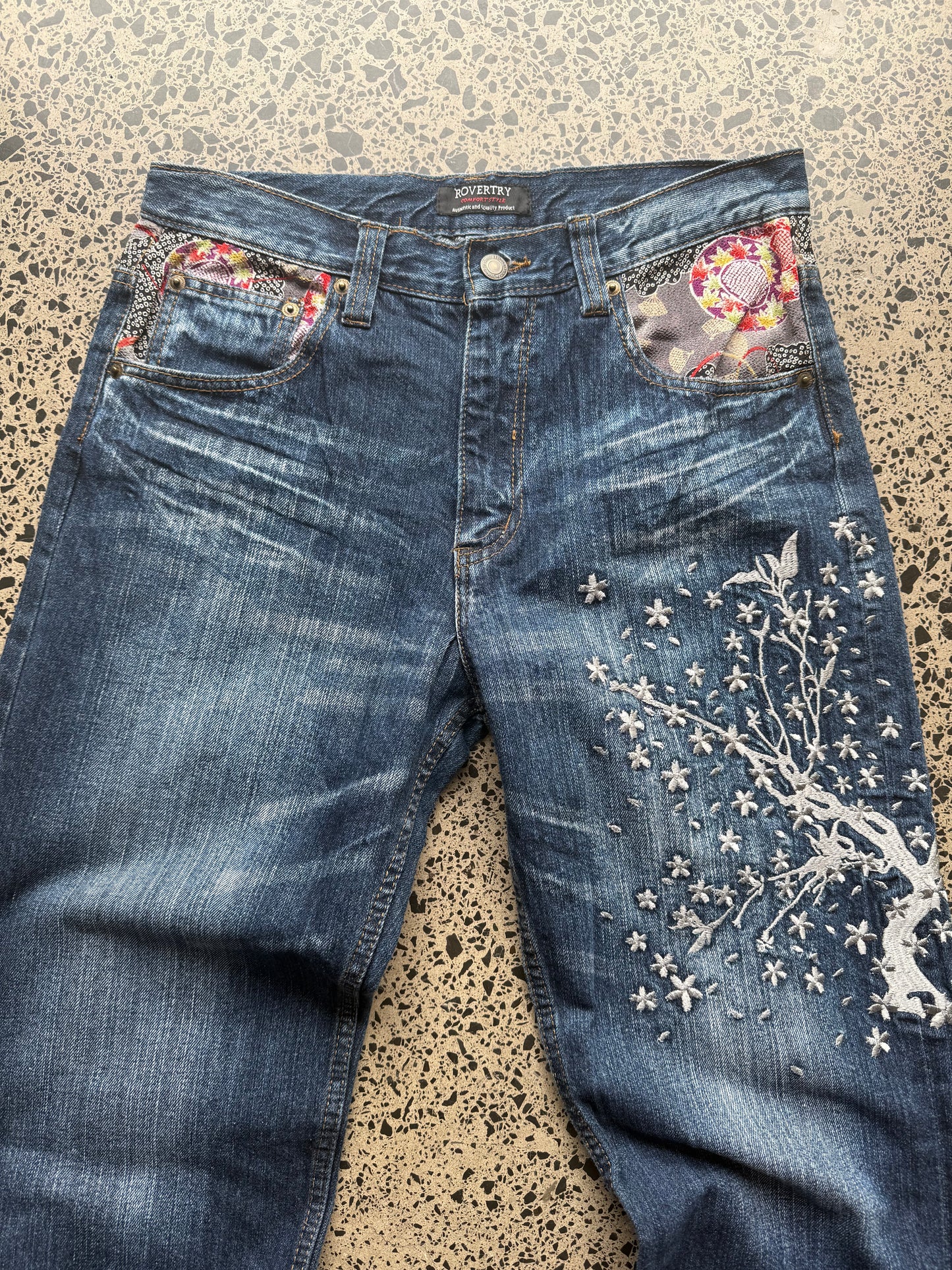 Japanese Buden Embroidered Denim Jeans - 32W x 32L