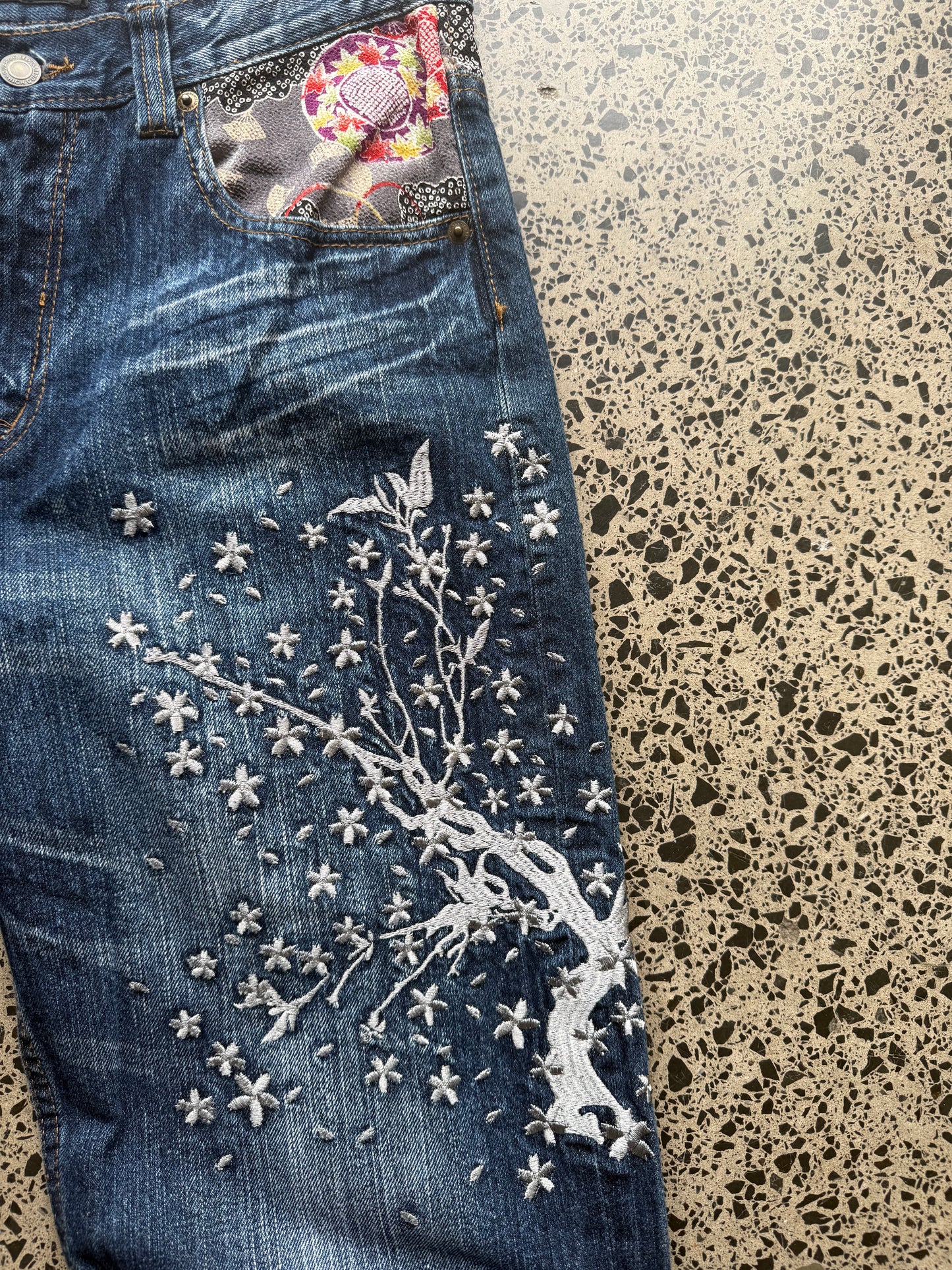 Japanese Buden Embroidered Denim Jeans - 32W x 32L