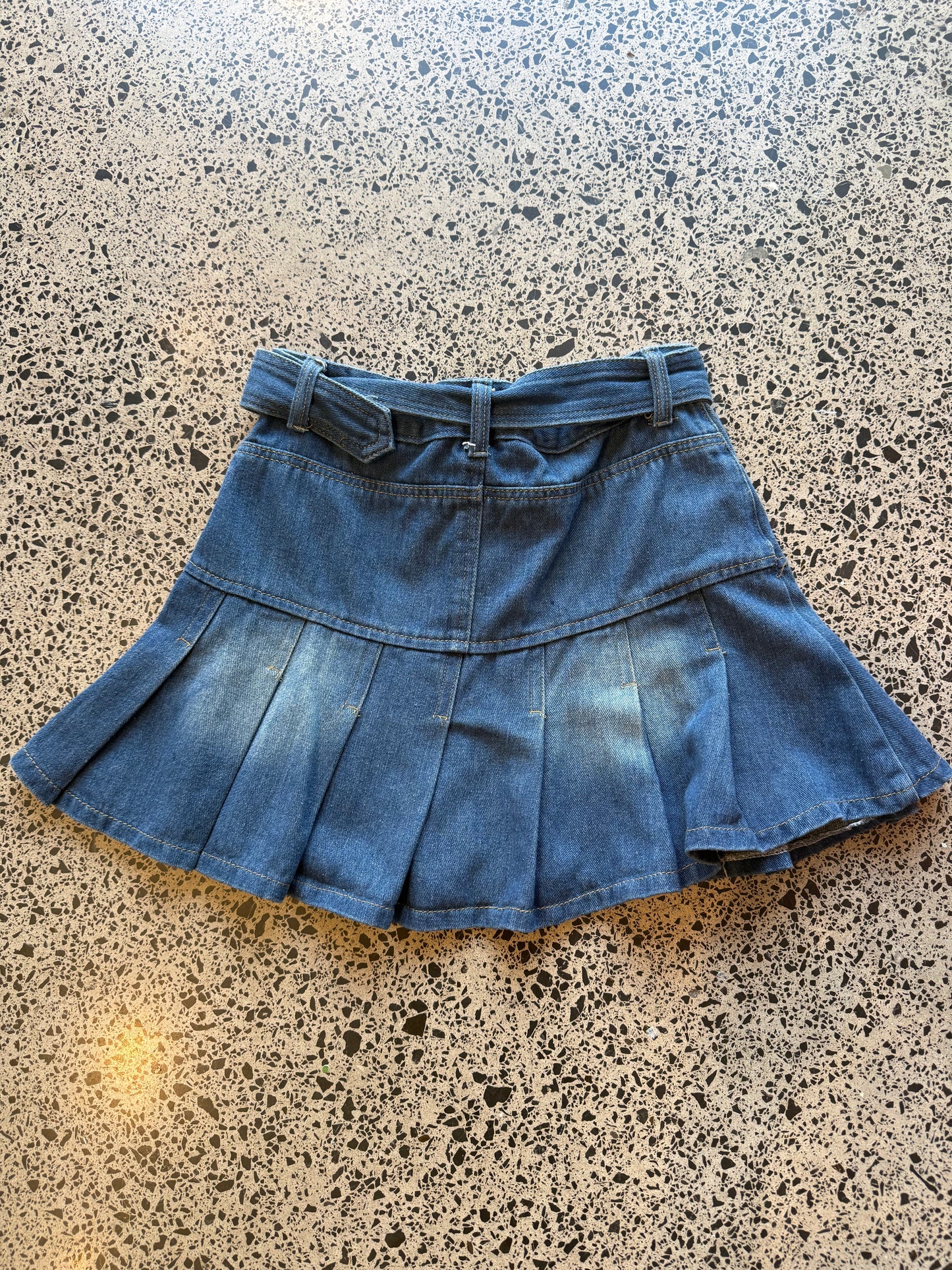 Pleated Denim Mini Skirt - XS