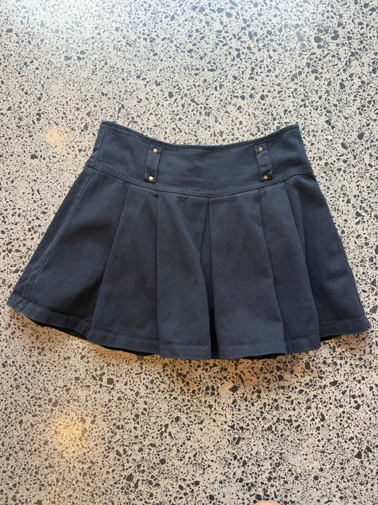 Pleated Black Mini Skirt - S