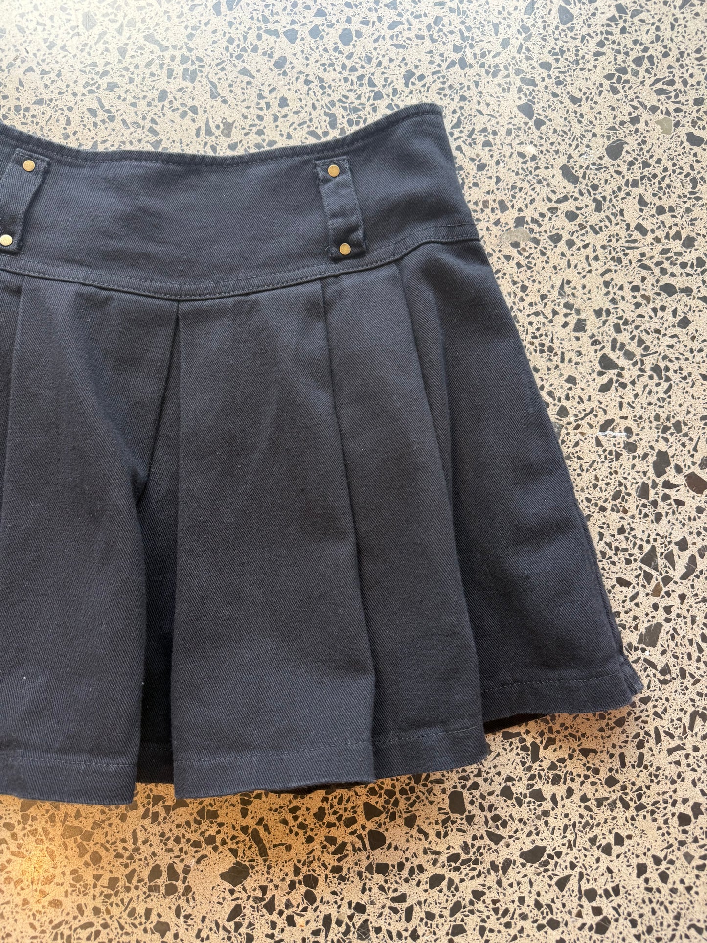 Pleated Black Mini Skirt - S