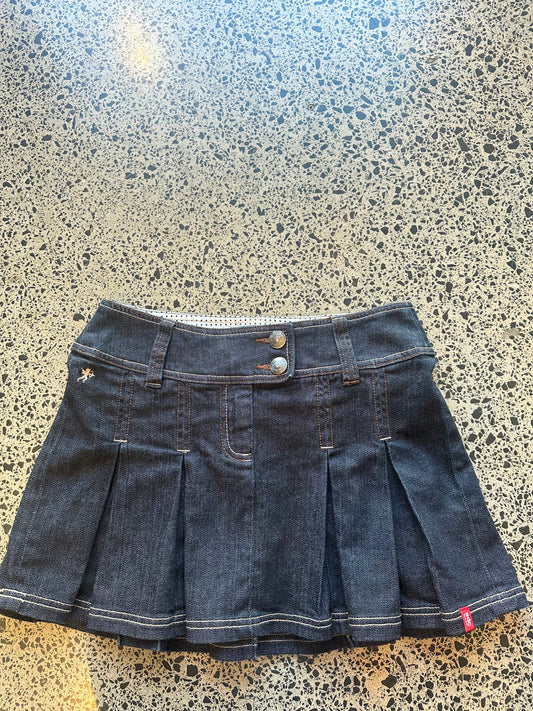 Dark Blue Pleated Mini Skirt - M