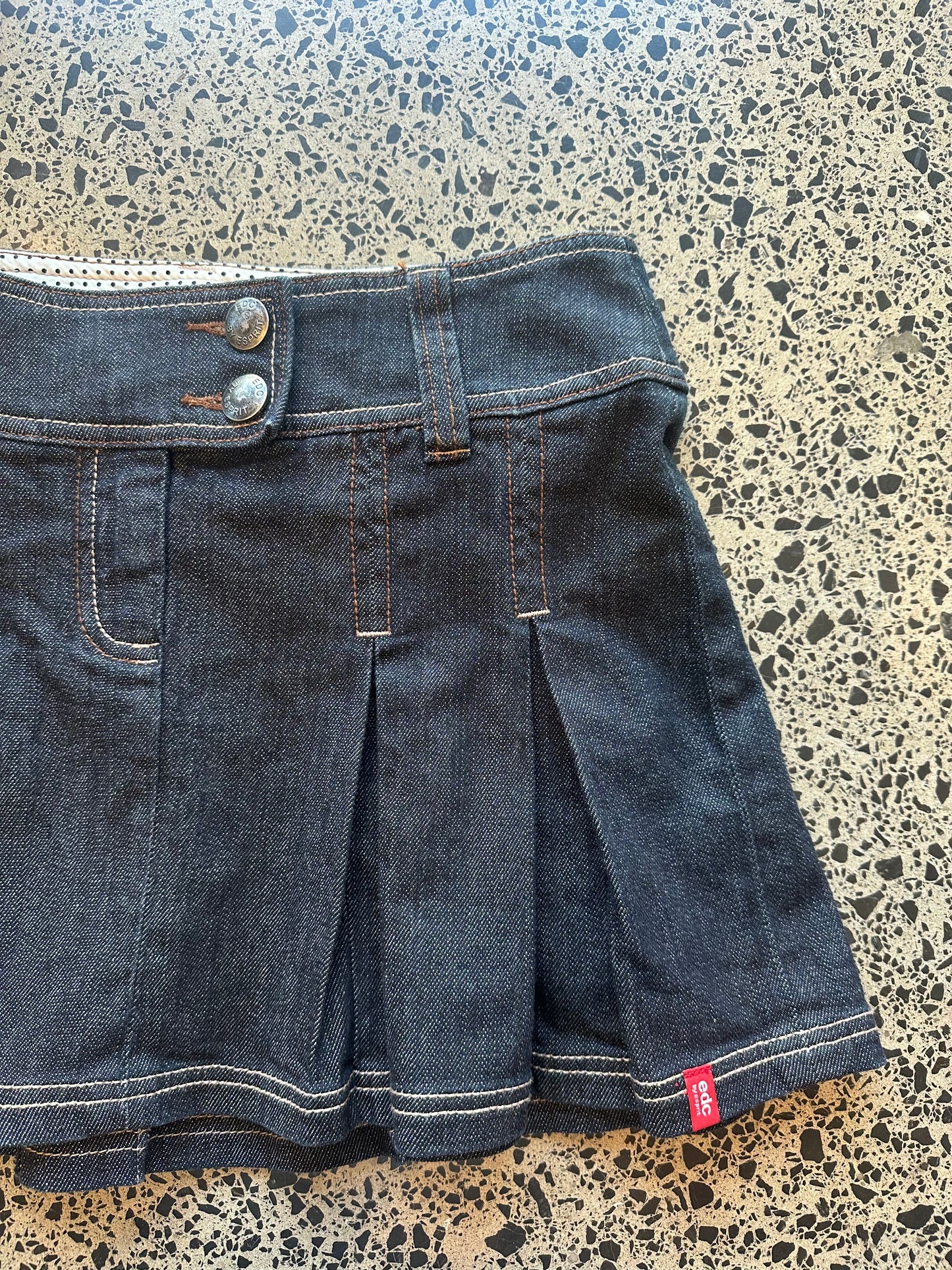 Dark Blue Pleated Mini Skirt - M