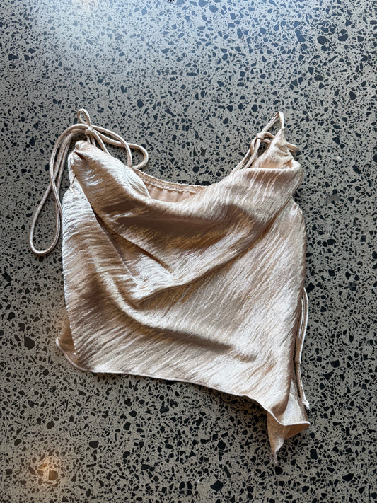 Satin Top with Adjustable Tie Straps - S