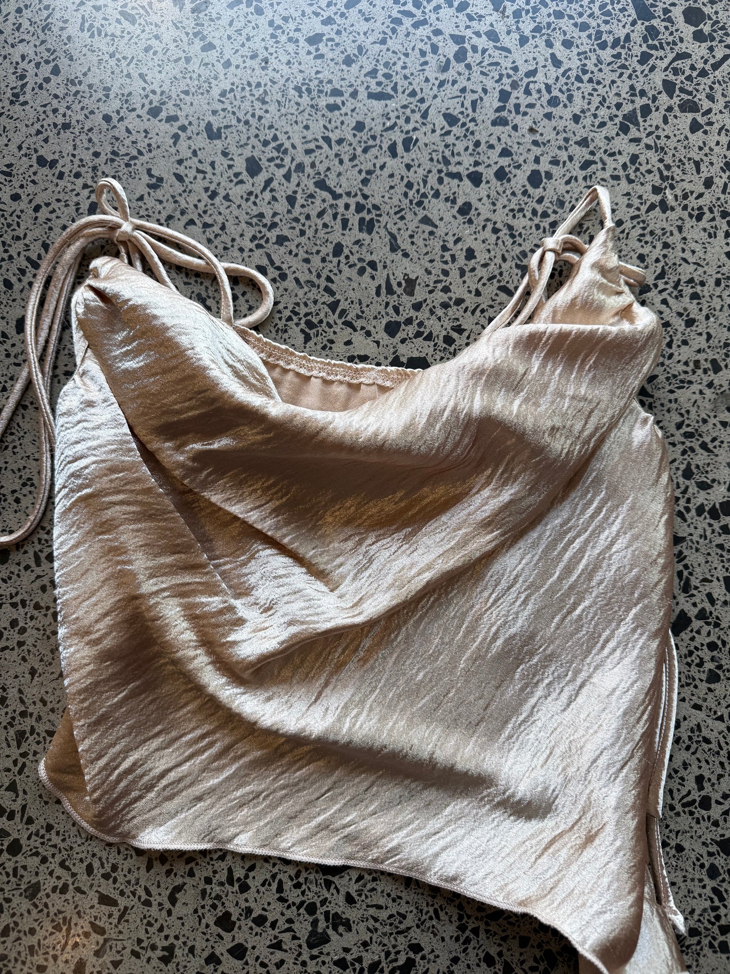 Satin Top with Adjustable Tie Straps - S