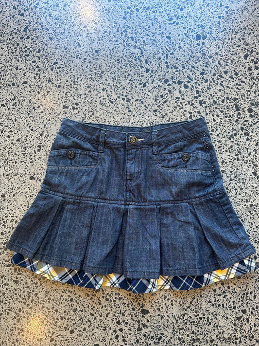 Dark Blue Pleated Mini Skirt - XS