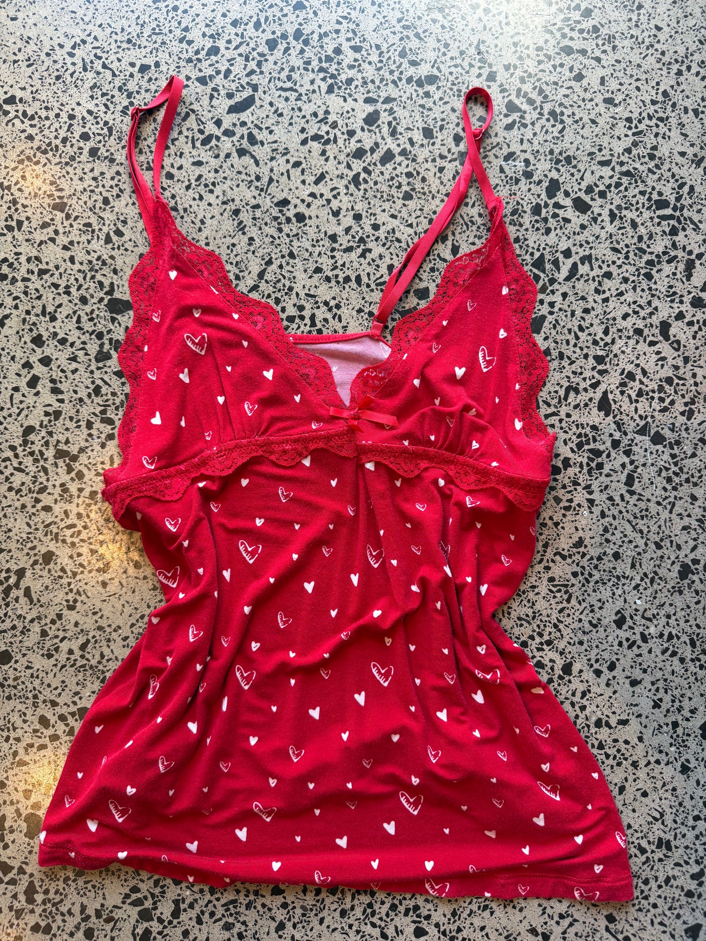 Red & White Heart Fairy Top - L