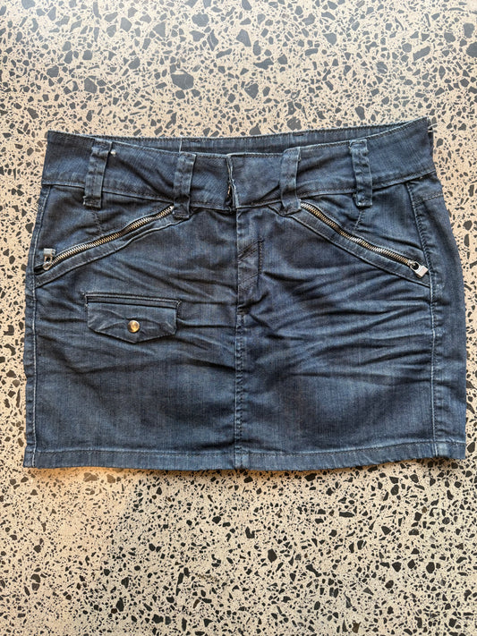 Dark Navy Denim Mini Skirt - M