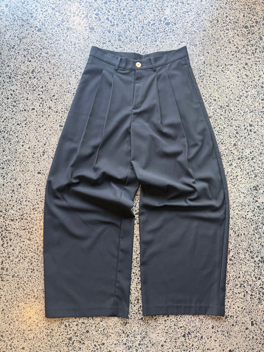 Black double pleated pants by NZ Designer Rendall - Size S 