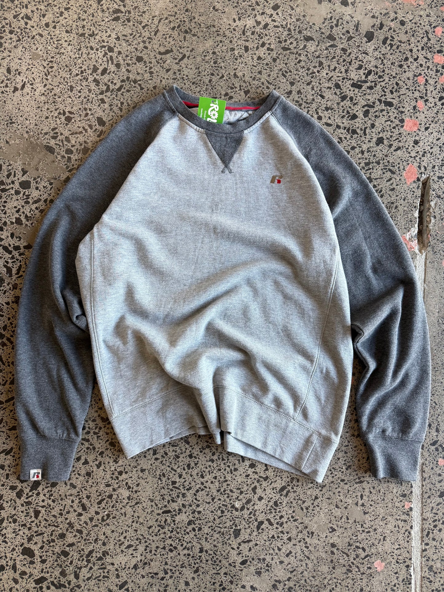 Two-Tone Russell Blank Crewneck Jumper - L