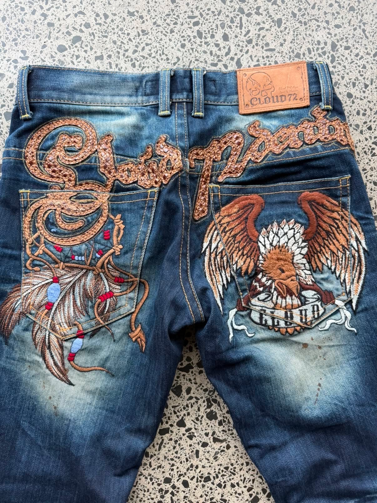 Cloud 72 Embroidered Eagle Korean Denim Jeans - 30W