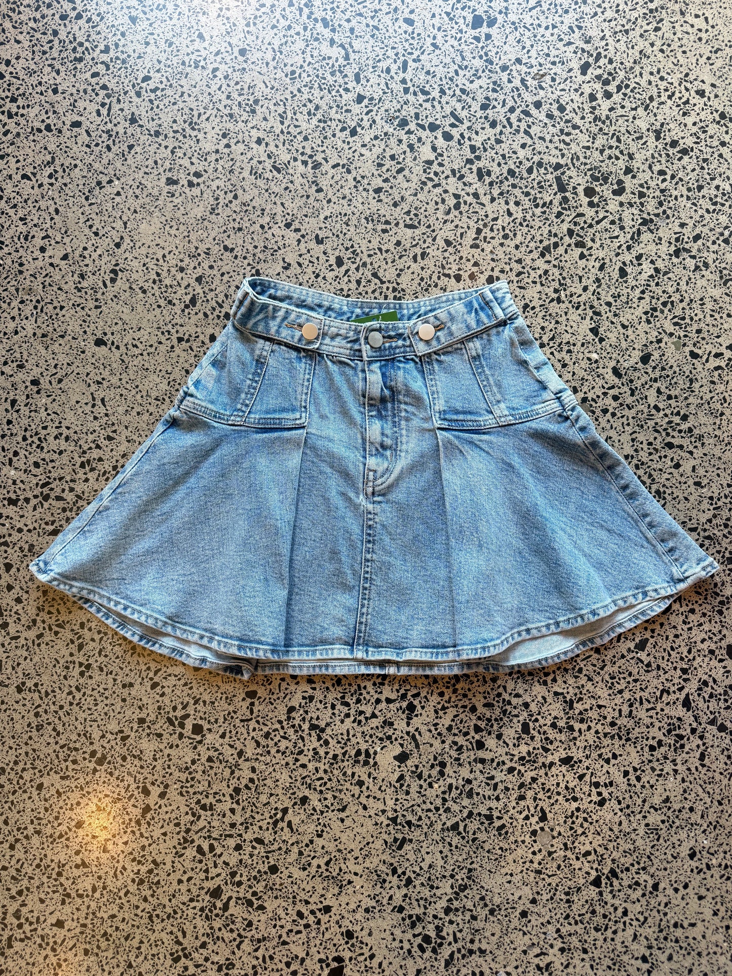 Light Blue Pleated Mini Skirt - 2XS