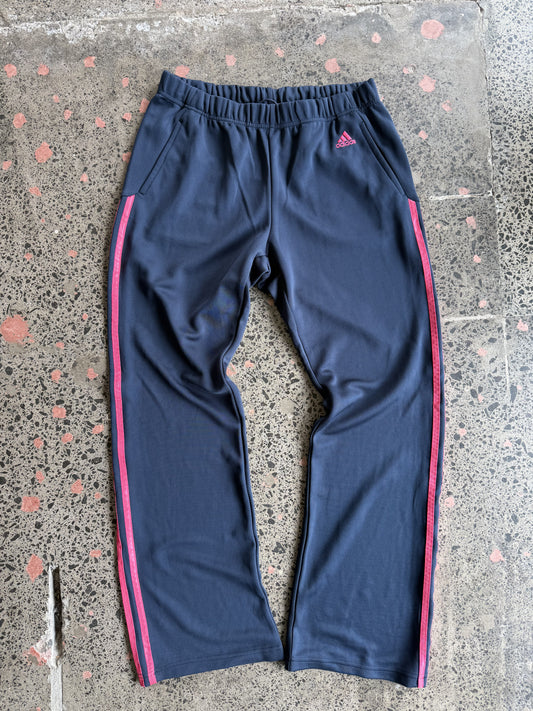 Women's Navy & Pink Striped Adidas Trackies - S