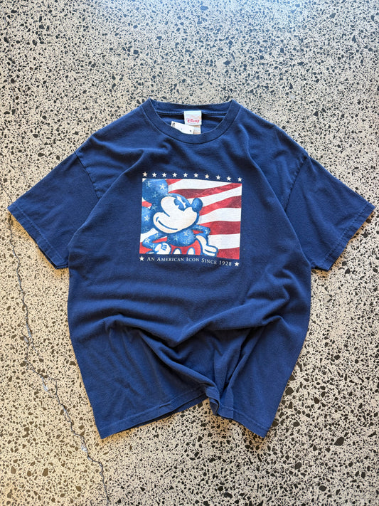 Vintage 90s Disney Mickey Mouse t-shirt with bold, colourful front graphic. Size L. Nostalgic and playful.