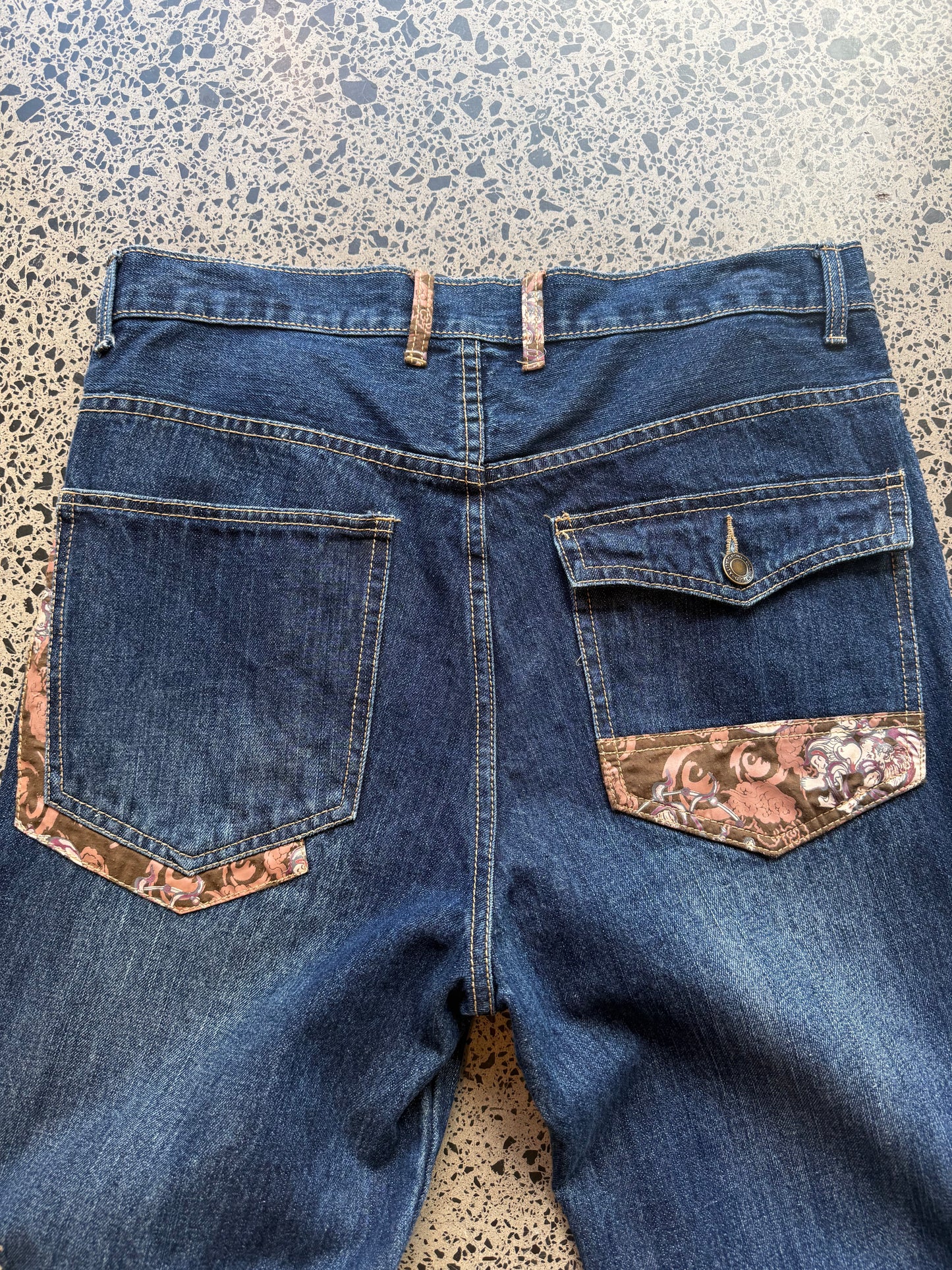 Japanese Embroidered Denim Jeans - 36W x 30L