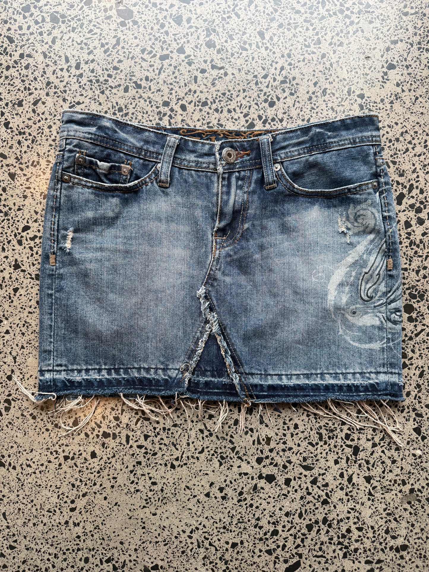 Dark Blue Denim Mini Skirt - L