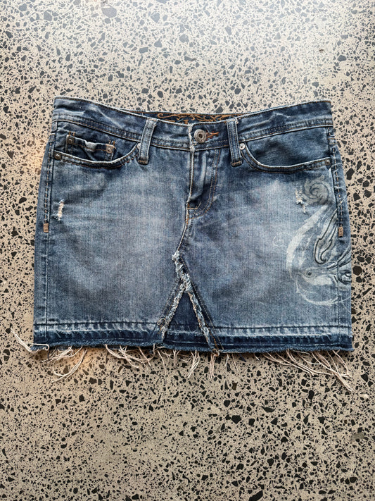 Dark Blue Denim Mini Skirt - L