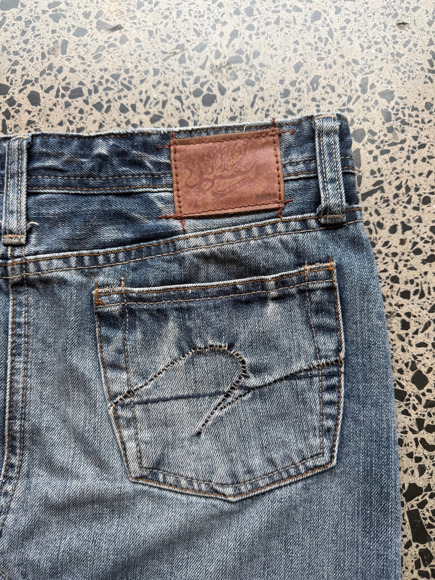 Dark Blue Denim Mini Skirt - L