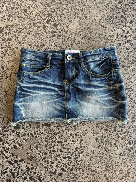 Union Jack Mid Blue Denim Mini Skirt - S