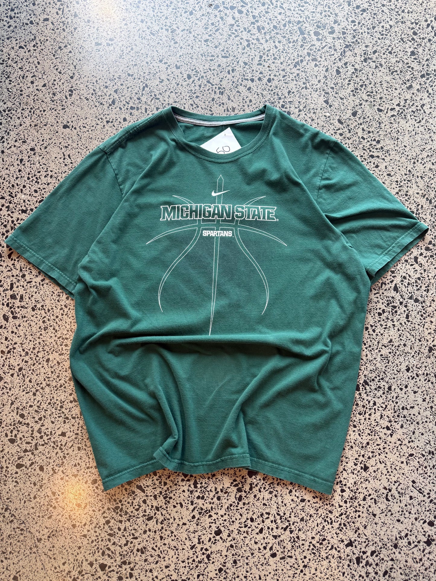 Cop this Nike, Michigan State Basketball tee on a green base - XL 