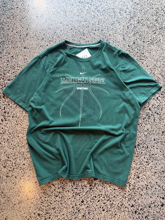 Cop this Nike, Michigan State Basketball tee on a green base - XL 