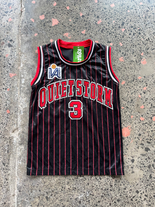 Black, red & white Striped Basketball Jersey