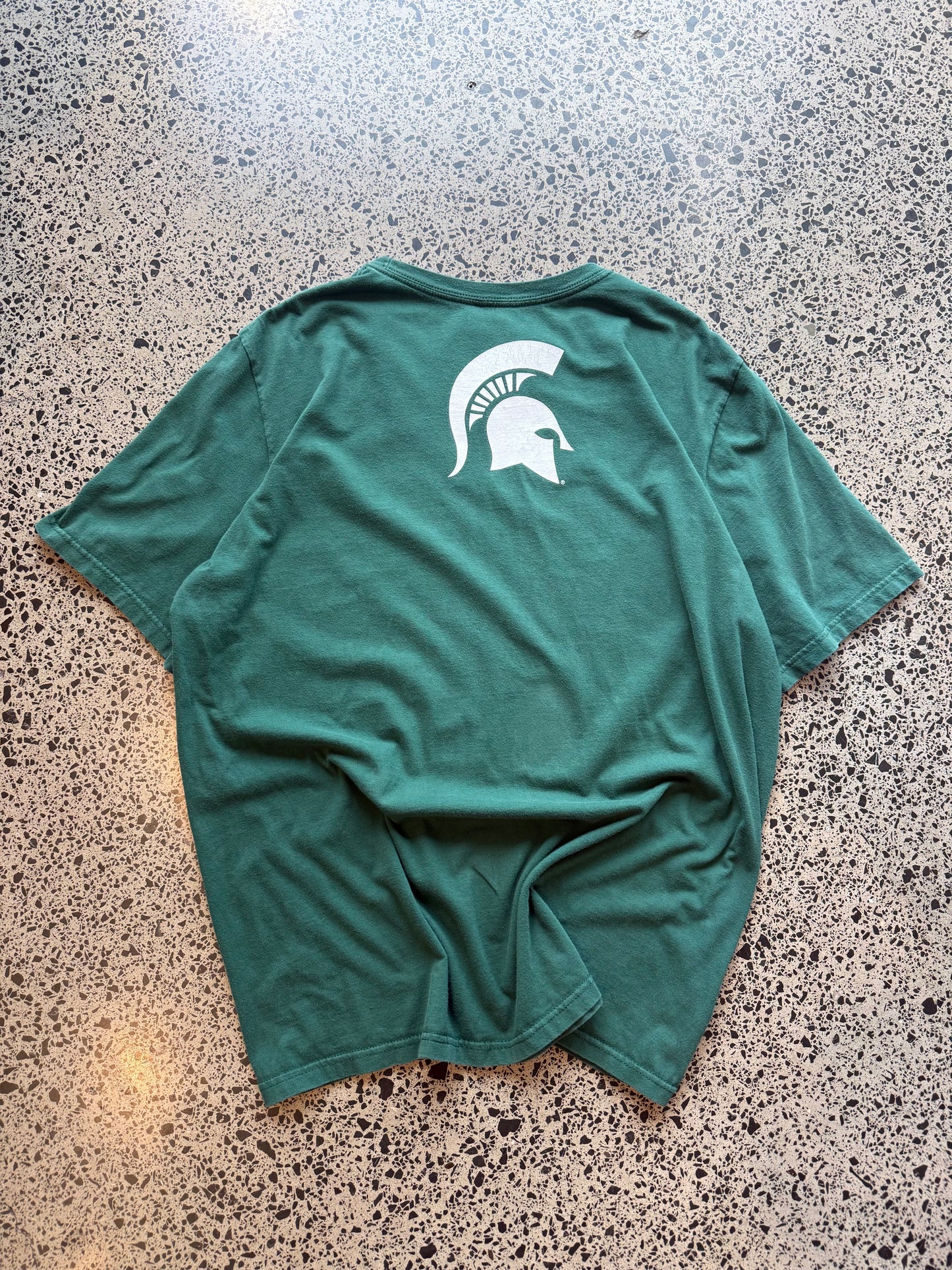 Cop this Nike, Michigan State Basketball tee on a green base - XL 