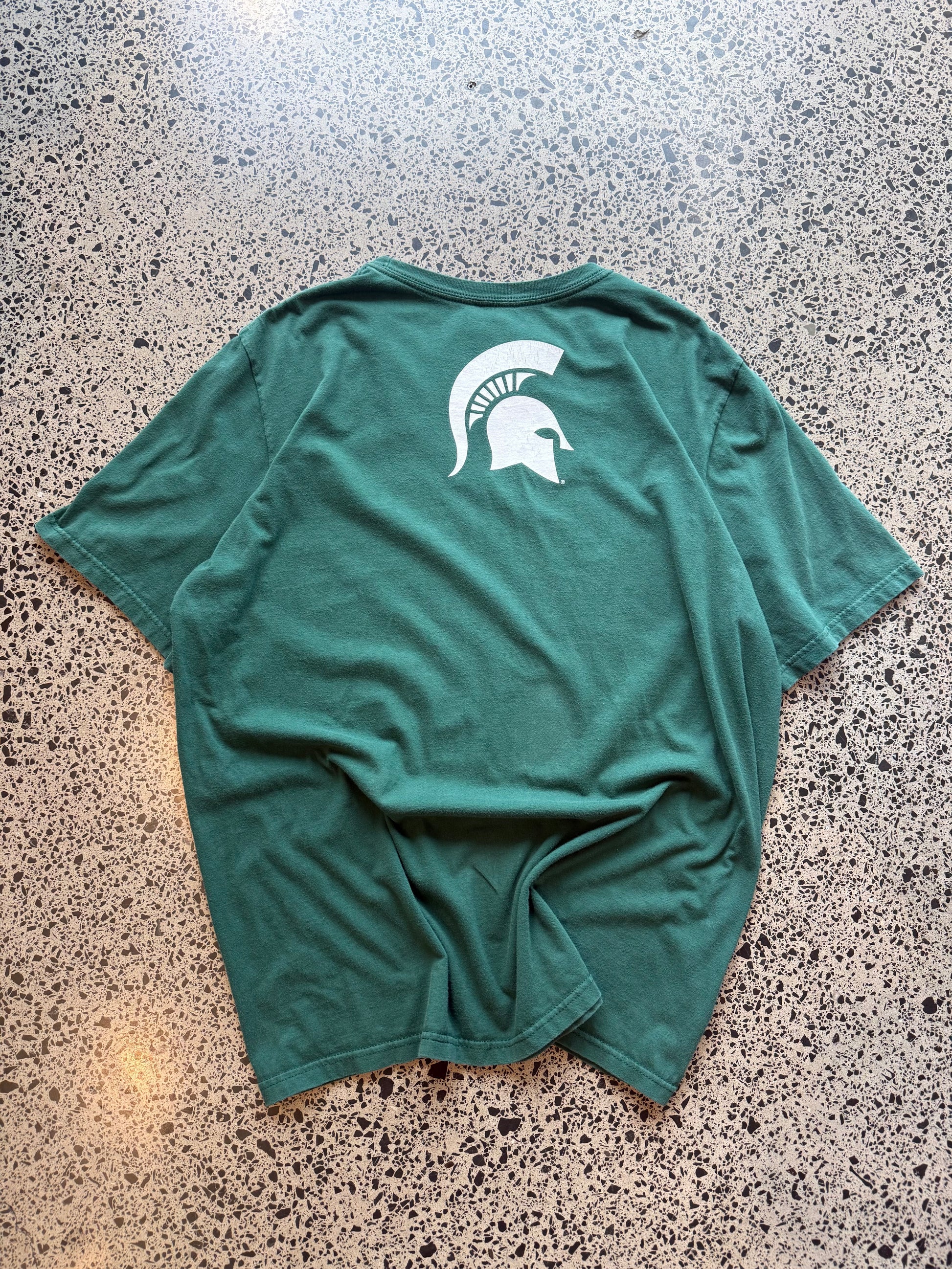 Cop this Nike, Michigan State Basketball tee on a green base - XL 