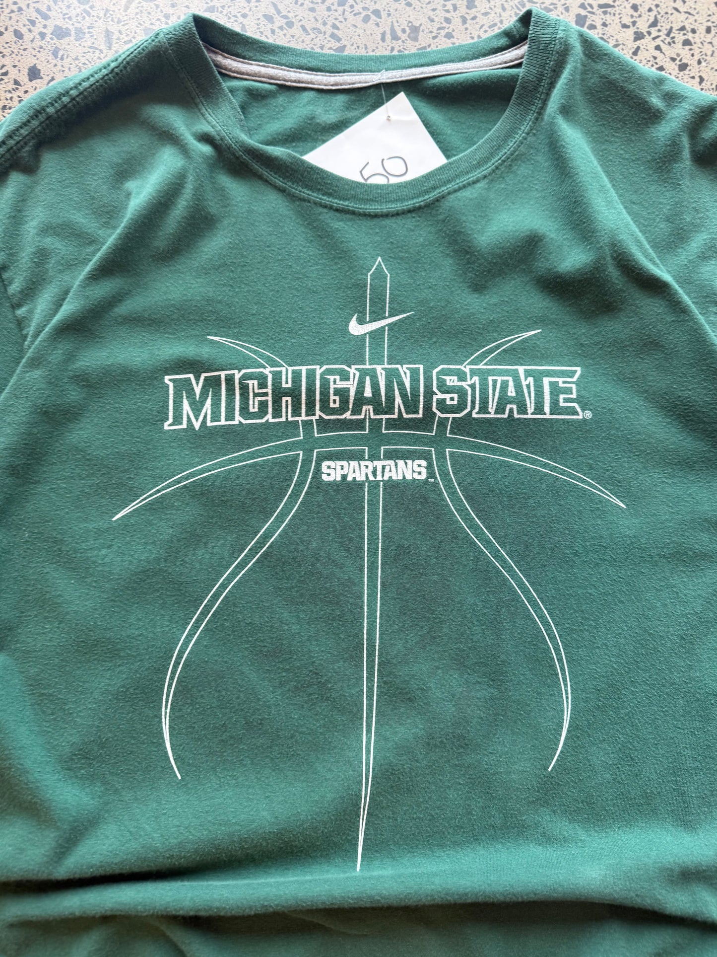 Cop this Nike, Michigan State Basketball tee on a green base - XL 