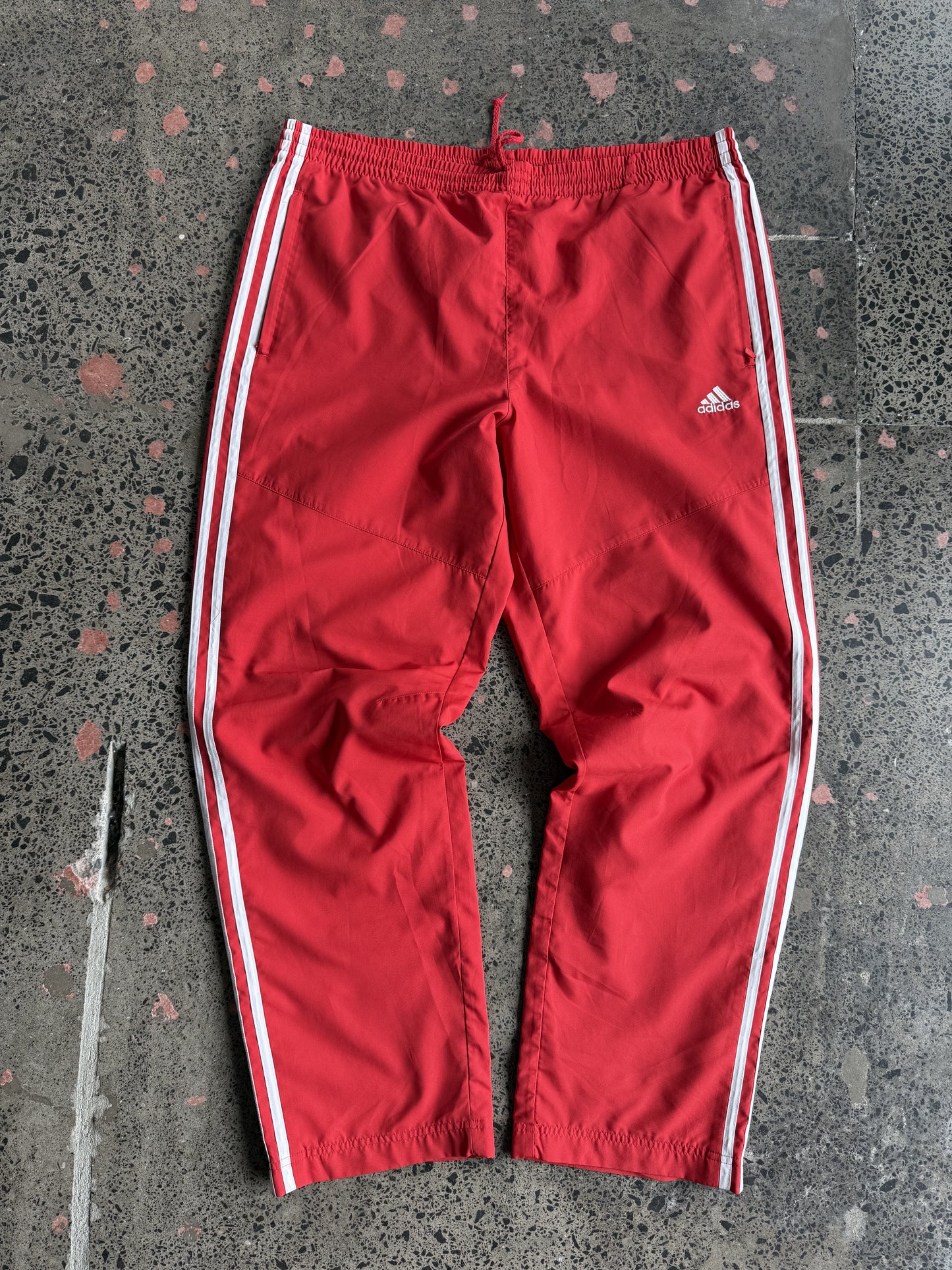 2003 Mens Red & White Adidas Track pants - 42W/XL