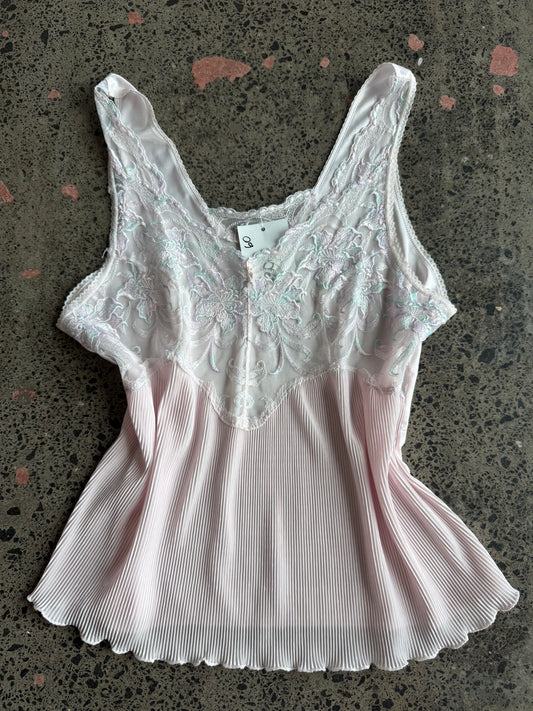 Pink Lace & Textured Cami - M