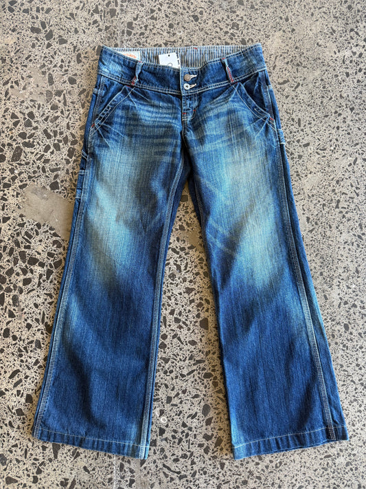 Dark Blue Wide Low Waist Jeans - M 30W