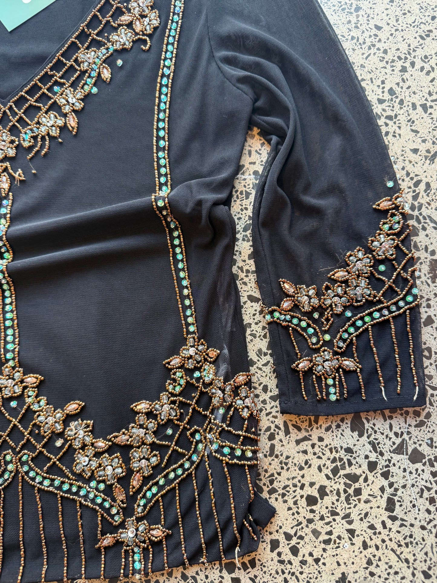 Crystal Embellished 3/4 Sleeve Fairy Top - S/M