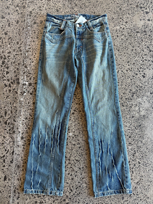 Straight Low Waist Blue Denim Jeans - XS