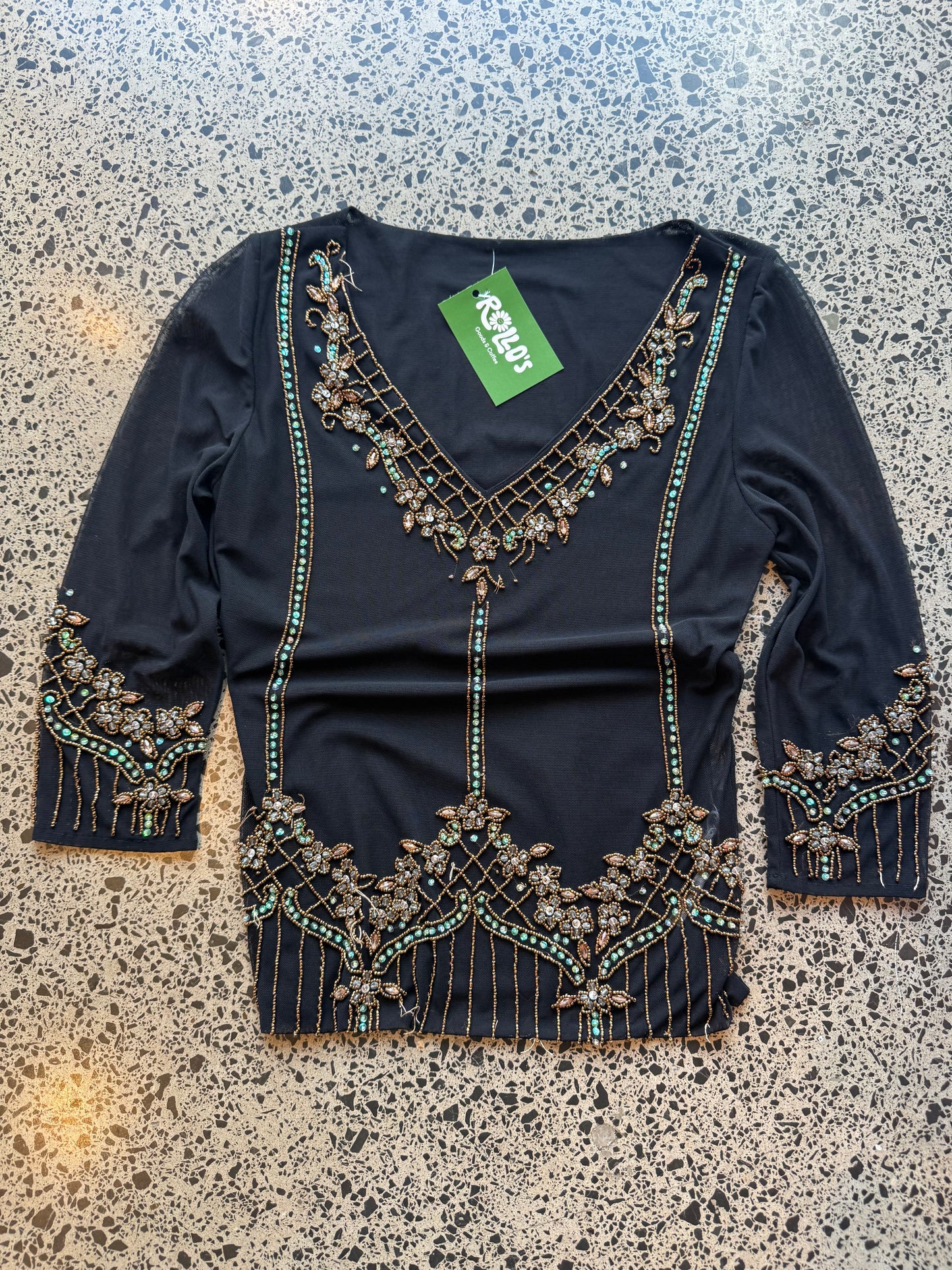 Crystal Embellished 3/4 Sleeve Fairy Top - S/M