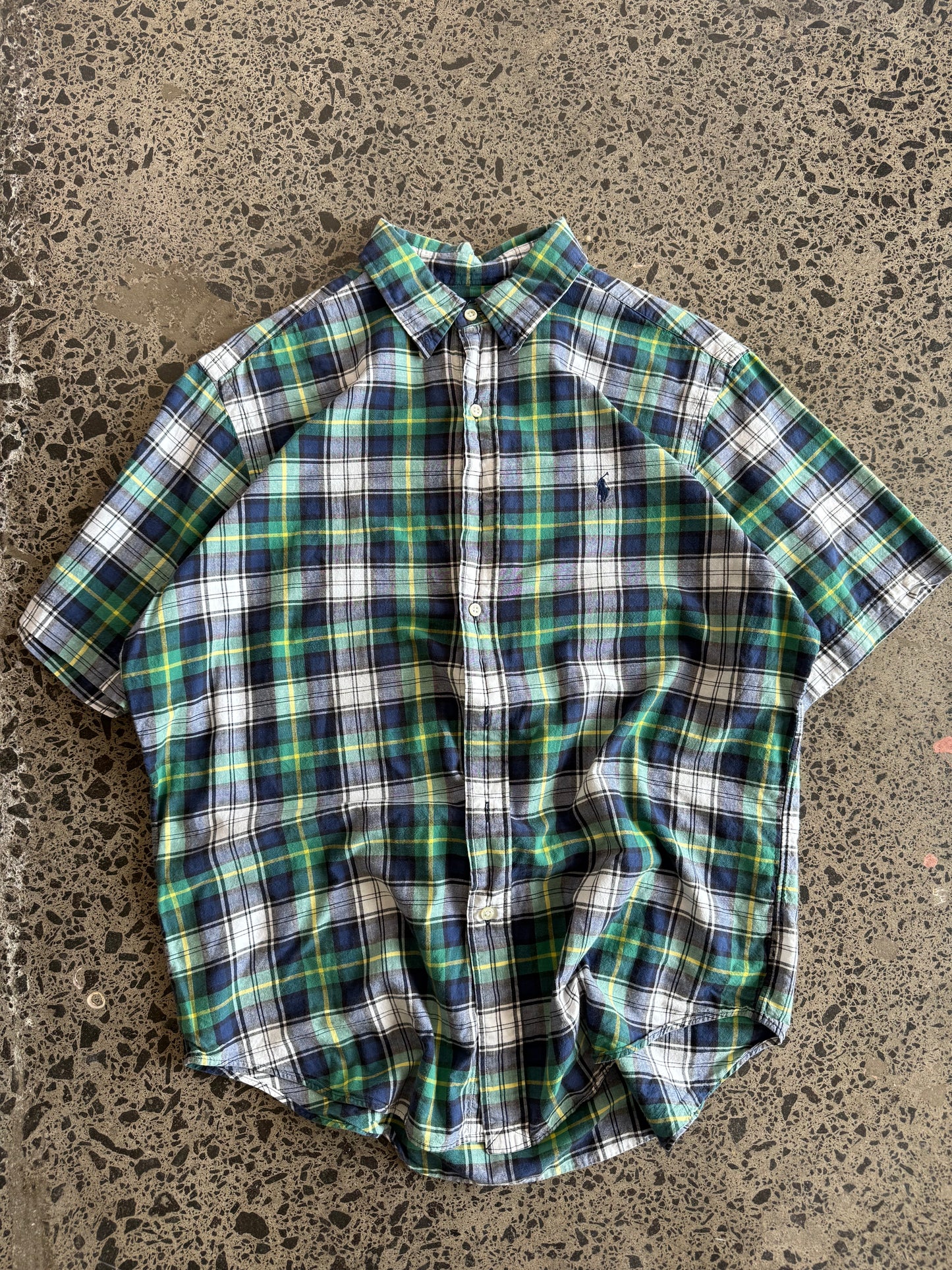 Green & White Checkered Ralph Lauren Shirt - L