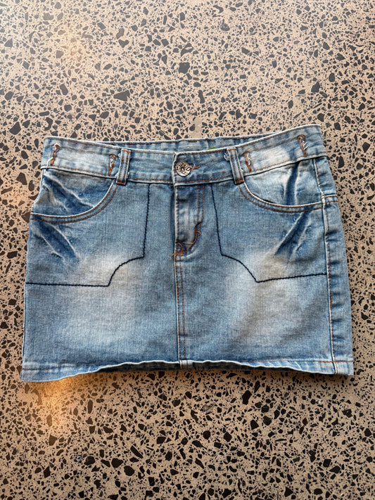 Light Blue Denim Mini Skirt - L