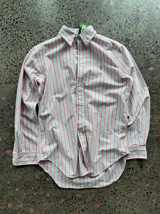 Pink & Blue Striped Ralph Lauren Button Up Shirt - L