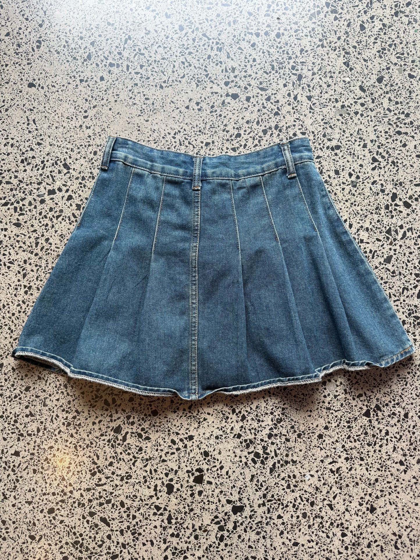 Pleated Denim Mini Skirt - XS