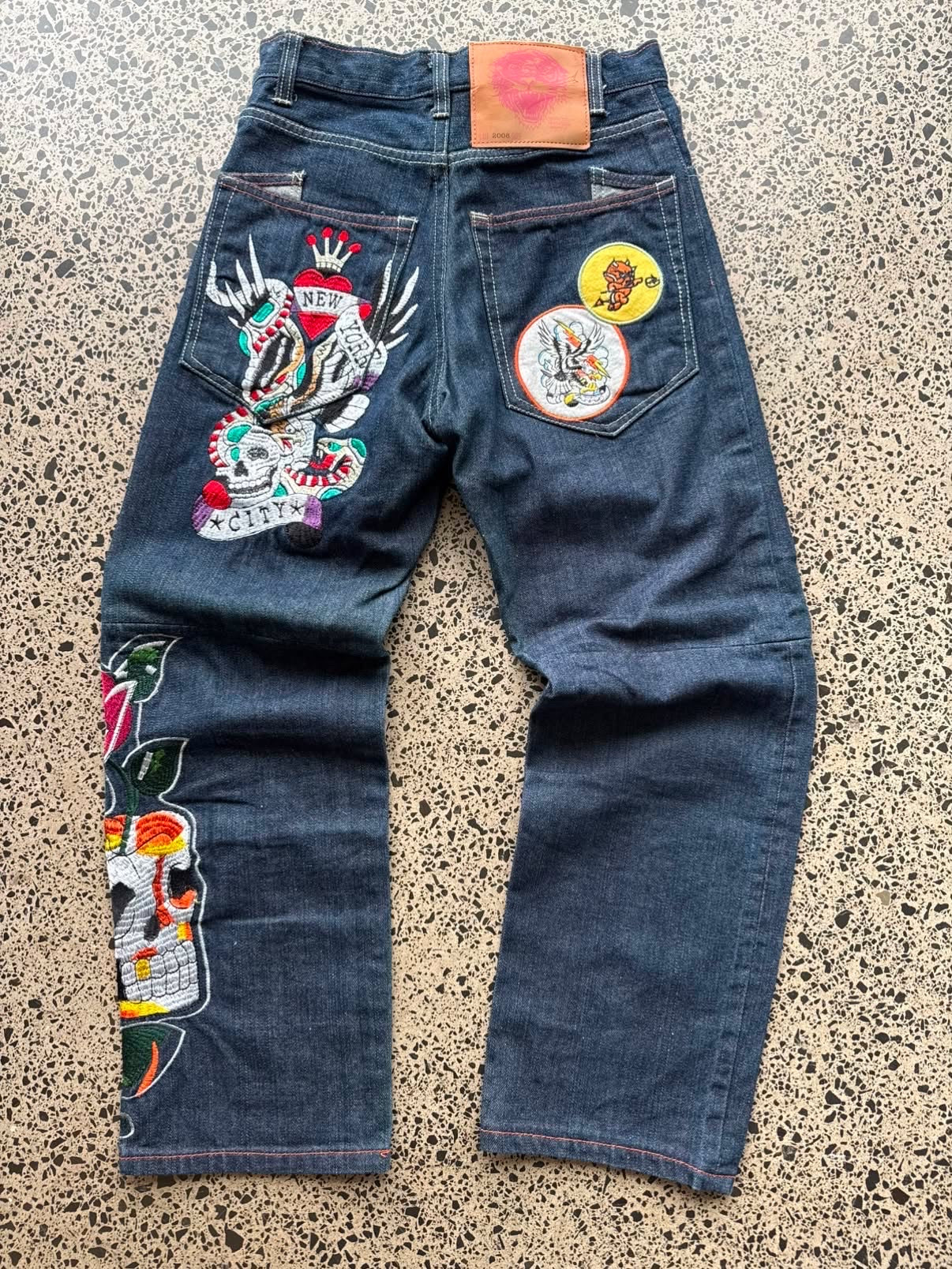 Ed Hardy Lot 2002 NY City Embroidered Denim Jeans - 30W