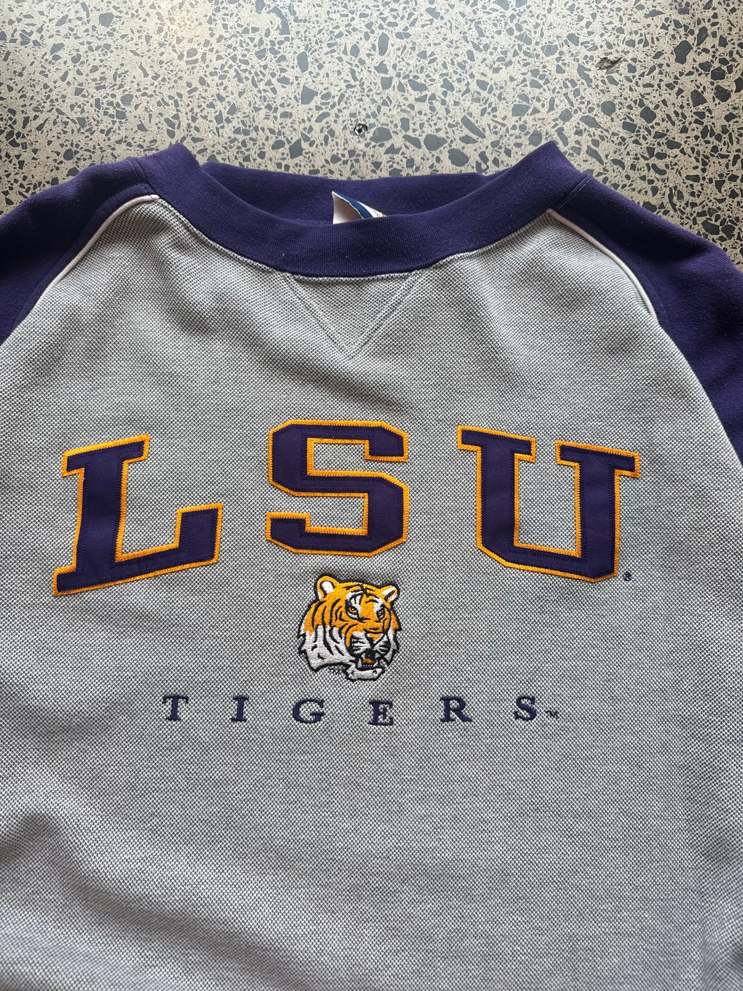 90's LSU Tiger Two-Tone Crewneck Jumper - 2XL