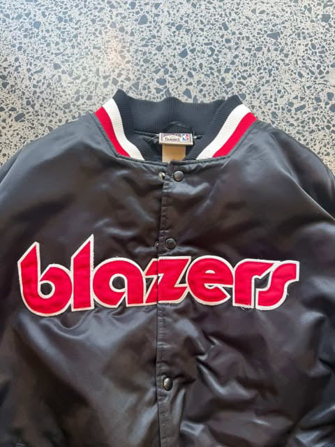 Early 2000’s Portland NBA  'Trail Blazers' Black Bomber Jacket - 3XL