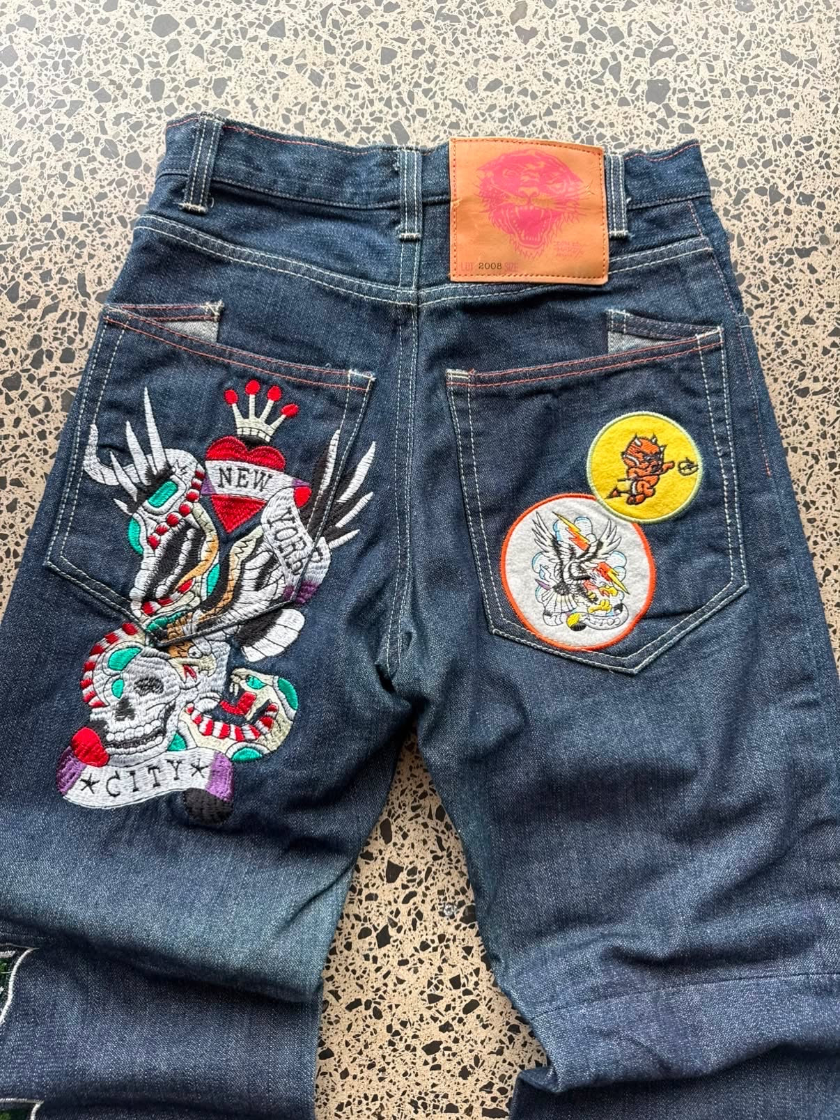 Ed Hardy Lot 2002 NY City Embroidered Denim Jeans - 30W